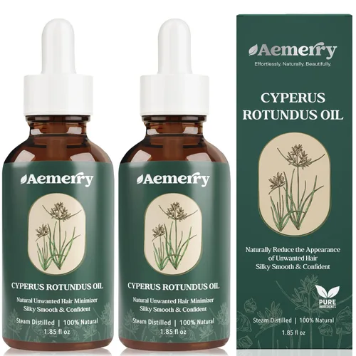 Paquete de 2 aceites Cyperus Rotundus: aceite natural Cyperus Rotundus para depilación, suero inhibidor puro del cabello, ralentiza y reduce el