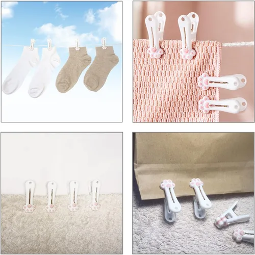 Miniatura 6 de Pinzas de plástico para ropa de lavandería (gris), paquete de 12, pinzas para ropa sin rastro, clips para bolsa, clip para paquete de alimentos
