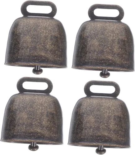 Colgante de campana de vaca de metal manejado: 4pcs latón vaca caballo campana ovejas pastando campanas de cobre ganado granja animal fuerte bronce
