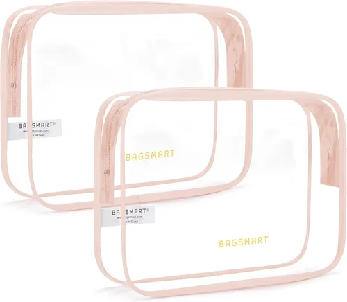 Miniatura 7 de BAGSMART Paquete de 7 bolsas de aseo transparentes con juego de botellas de viaje recargables, bolsa de aseo de viaje aprobada por la TSA, repelente