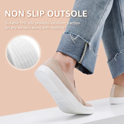 Miniatura 5 de STQ Zapatos sin cordones para mujer, transpirables, de moda, cómodos, de punto, casuales