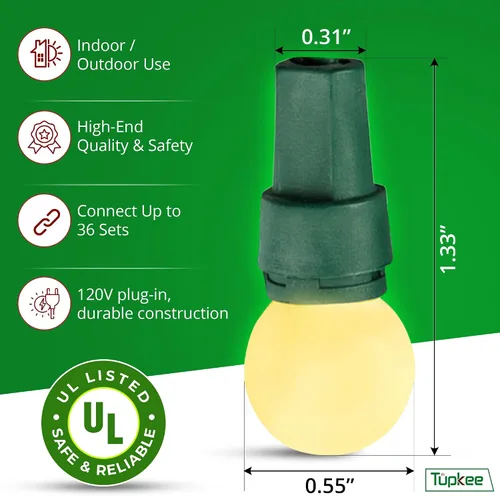 Miniatura 3 de Juego de mini luces de globo de cristal perlado, 70 bombillas LED G15 rojas, verdes y blancas cálidas, para interiores y exteriores, 25.3 pies