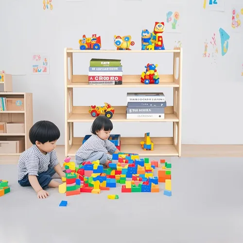 Miniatura 2 de Estante de almacenamiento de juguetes para niños, estantería Montessori, utilizada como armario de almacenamiento para libros y juguetes en salas