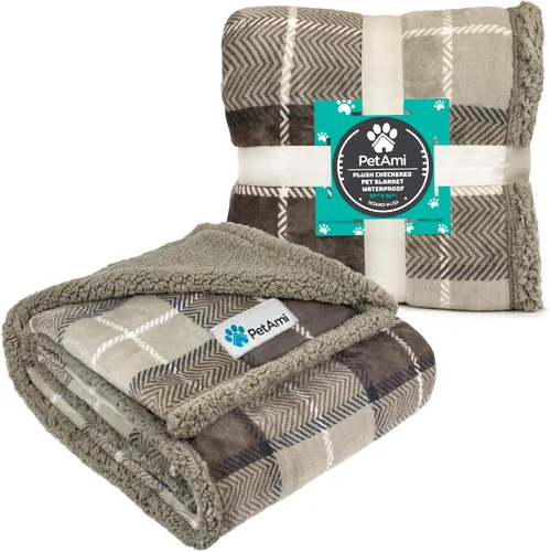 Miniatura 7 de PetAmi - Manta impermeable para perros medianos, cachorros, gatos pequeños Manta suave de forro polar Sherpa para mascotas, para sofá, sofá, funda