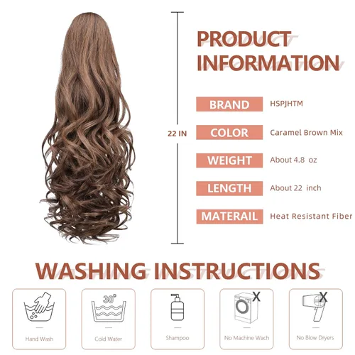Miniatura 128 de Extensiones de cola de caballo de cabello rubio, extensiones de cola de caballo para mujer, pinza de extensiones de cabello rizado de 12 pulgadas
