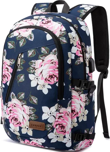Miniatura 9 de Mochila para portátil de 17.3 pulgadas, mochila grande para computadora con puerto de carga USB, mochila resistente al agua y resistente