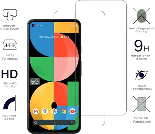 Miniatura 2 de Protector de pantalla transparente para Google Pixel 5a 5G HD de vidrio templado, 2 unidades, dureza 9H, antiarañazos, protector de pantalla
