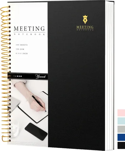 Miniatura 12 de Cuaderno de Reuniones para Trabajo con Elementos de Acción 5.5×8.5 Tapa Dura Espiral Planificador de Reuniones para Oficina Negocios Notas
