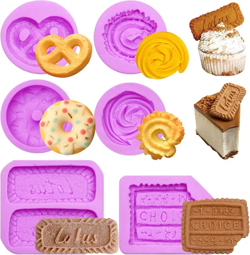 Miniatura 11 de Moldes de silicona para galletas de chocolate, 6 paquetes de donas de caramelo, mini waffle, moldes para decoración de pasteles, adornos