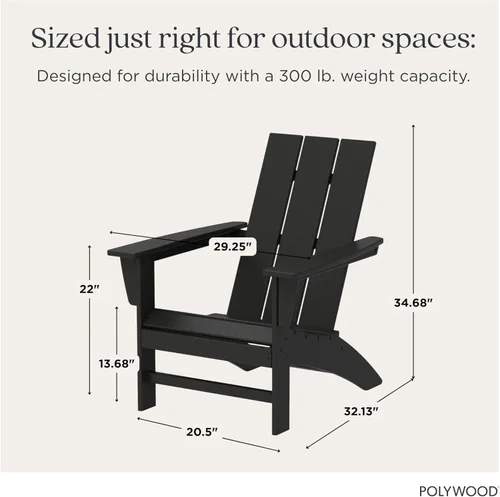 Miniatura 3 de POLYWOOD AD420BL Silla Adirondack moderna, color negro