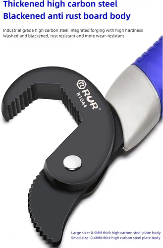 Miniatura 5 de Llave universal de dientes de tres caras, tubo multifuncional y llave ajustable, juego de extremo abierto grande y pequeño (multifuncional)
