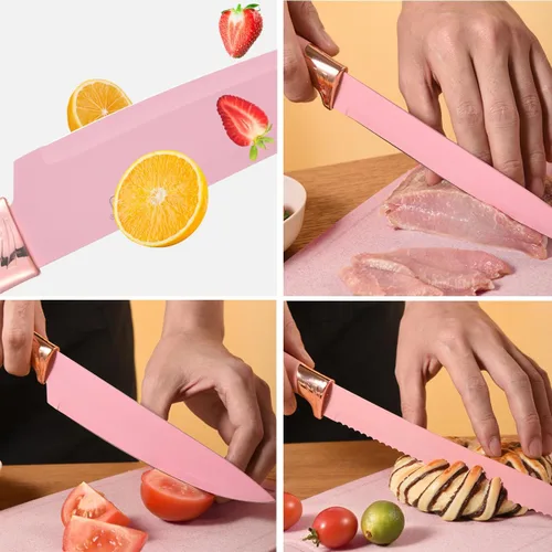 Miniatura 6 de Caliamary - Juego de utensilios de cocina de silicona de 19 piezas con soporte y juego de cuchillos de cocina para cocinar, antiadherentes