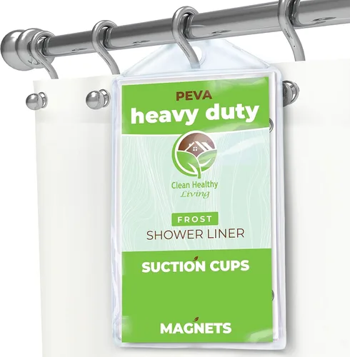 Miniatura 7 de Clean Healthy Living Revestimiento de cortina de ducha transparente de PEVA resistente con imanes y ventosas, 70 x 72 pulgadas de largo