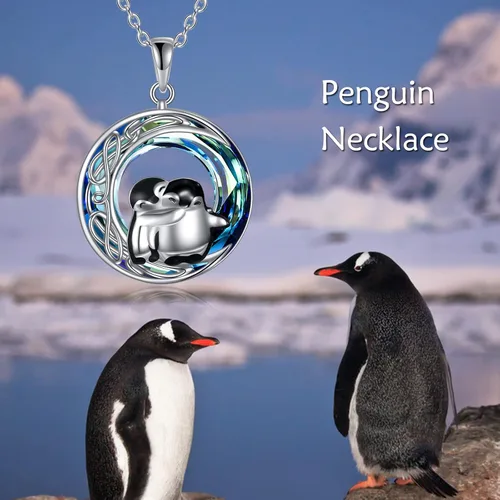 Miniatura 6 de Pingüinosperezosospandasbúhospanda rojojirafagatosllamasdinosaurioosocerdo monoconejito de Pascua, regalos de pingüinos, plata de ley 925, joyería