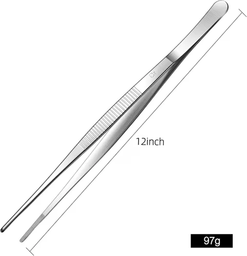 Miniatura 3 de Aniso Pinzas largas – Pinzas de cocina dentadas de precisión para barbacoa y cocina (12 pulgadas)