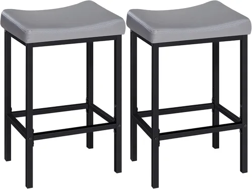 Miniatura 12 de HOOBRO Taburetes de bar, juego de 2 sillas de bar, taburetes de altura de mostrador, taburetes de sillín con superficie curva, 24.8 pulgadas