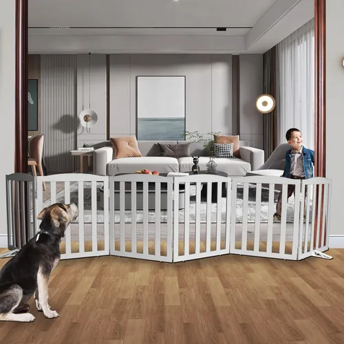 Miniatura 16 de Puerta para Perros Independiente para Interiores, Puerta para Perros Plegable, Puertas para Mascotas para Entradas, Escaleras o Pasillos, Puerta