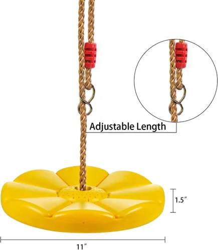 Miniatura 2 de Sutekus Daisy Disc Tree - Asiento de columpio con cuerda de plástico para patio trasero al aire libre (azul)