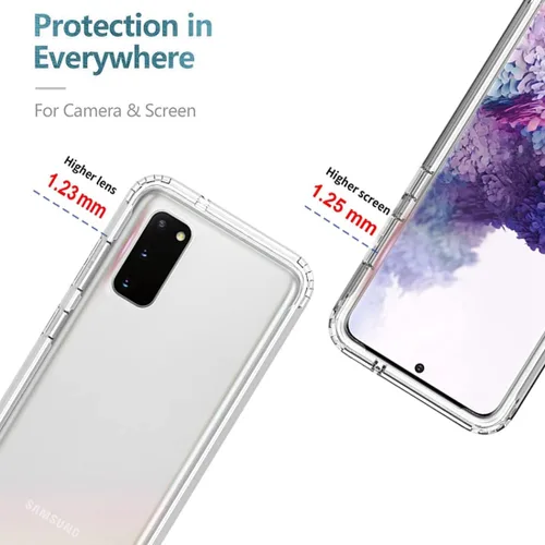 Miniatura 2 de Funda para Samsung Galaxy S20 5G, transparente, protección de cuerpo completo, protector de pantalla de vidrio templado, parachoques híbrido a