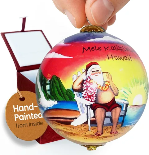 Miniatura 10 de Adorno coleccionable de tortugas marinas hawaianas coleccionables, pintado a mano desde el interior del cristal TA/H 2-Multicolor
