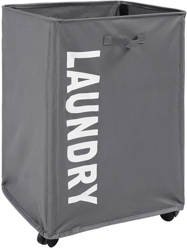 Miniatura 11 de Surblue Cesta para la ropa sucia delgada con ruedas, cesta plegable para la ropa sucia con asa, contenedores de almacenamiento en las esquinas