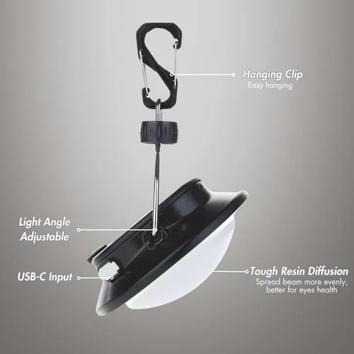Miniatura 8 de Gen 2 Pro 3000LM UFO Linterna de Camping Recargable, Luz Portátil para Tienda de Campaña, 200h de Duración, Impermeable para Camping, Toldo