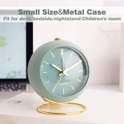 Miniatura 5 de AYRELY® Relojes Despertadores de Escritorio a Batería con Luz, Reloj Analógico Pequeño Retro Silencioso Sin Tictac, Reloj de Mesa Fuerte para Mesita