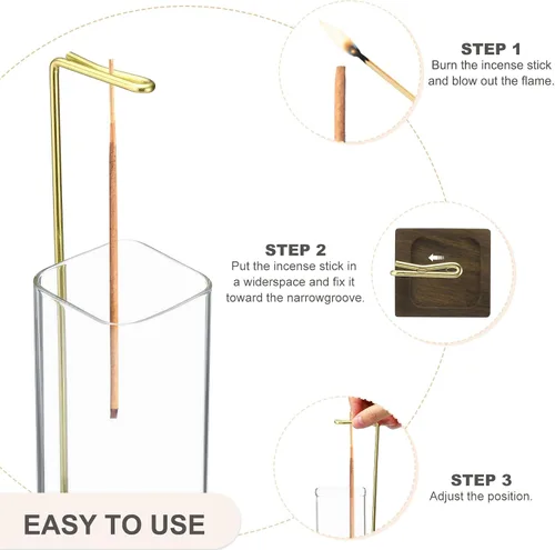 Miniatura 3 de uxcell Soporte para incienso, quemador de incienso moderno con colector de cenizas de vidrio extraíble, soporte para varillas de incienso