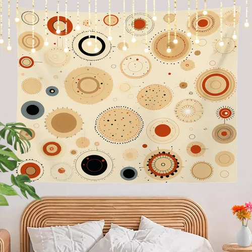 Miniatura 7 de Shrahala Circles Tapestry, Abstract Art With Various Circles Wall Hanging Hd Print Polyester Backdrop For Dorm Room Bedroom 30 X 40 In