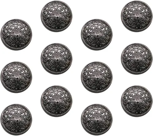 Miniatura 14 de Milisten 30 botones planos redondos de metal, abrigos, chaquetas, camisas, trajes, pantalones botones para costura artesanal (plata, 0.98 pulgadas)