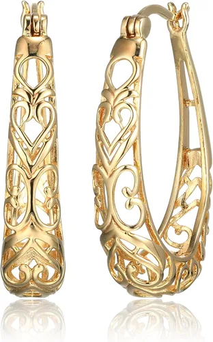 Amazon Essentials Pendientes de aro ovalados de filigrana de plata de ley (anteriormente colección Amazon)