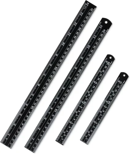 Miniatura 13 de Mr. Pen - Reglas de acero, reglas de metal de 15, 20, 30 y 35 cm, paquete de 4 unidades Plateado
