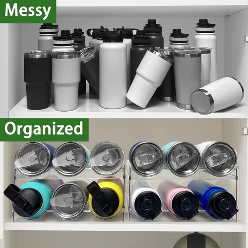 Miniatura 3 de Spaclear Paquete de 2 organizadores de botellas de agua, estante apilable de almacenamiento de despensa de cocina, soporte de botella de agua