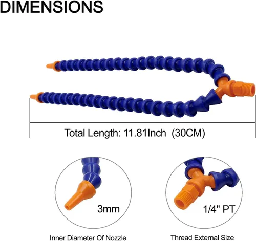Miniatura 3 de Baomain Manguera de refrigerante en forma de Y de rosca macho PT de 1/4 ", boquilla redonda de 0.118 in, tubo de plástico flexible de 11.8 pulgadas