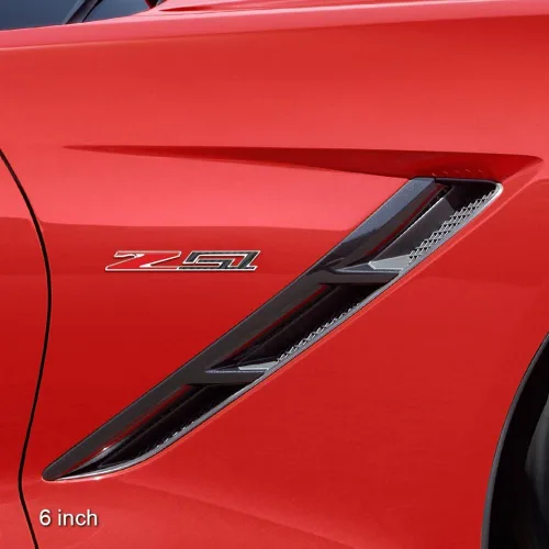 Miniatura 2 de West Coast Corvette / Camaro C6, C7, C8 Z51 Emblema de pastinaca en relieve, adhesivo con aspecto de fibra de carbono y detalles cromados