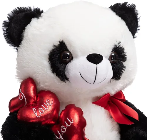 Miniatura 5 de HollyHOME I Love You Panda - Panda de peluche con corazones rojos y lazo, regalo de 20 pulgadas