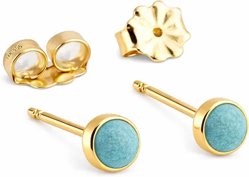 Miniatura 19 de Juego de aretes pequeños de oro con bisel, bola para cartílago, tragus, hélice, múltiples joyas hipoalergénicas de piedra natal para mujer