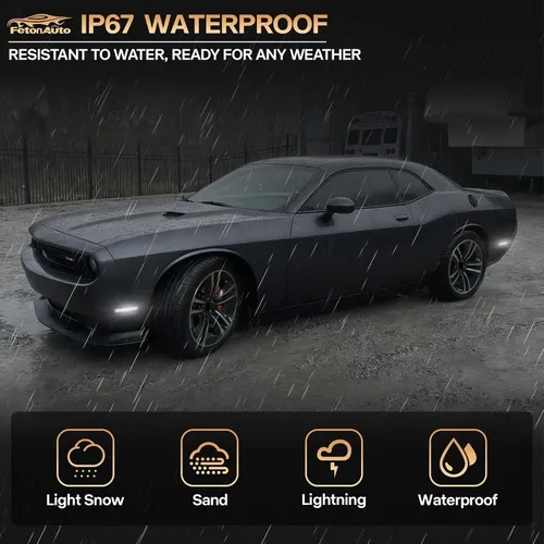 Miniatura 7 de Luces LED blancas de marcador lateral para Dodge Challenger 2008 2009 2010 2011 2012 2013 2014 luces reflectoras de señal de parachoques delantero