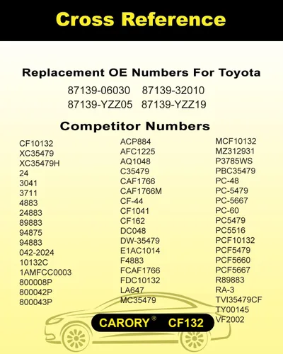 Miniatura 4 de Filtro de aire de cabina con carbón activado para Toyota Camry (2002-2006), Sienna (2004-2010), Avalon (2000-2004), Lexus RX350 (2007-2009), ES330