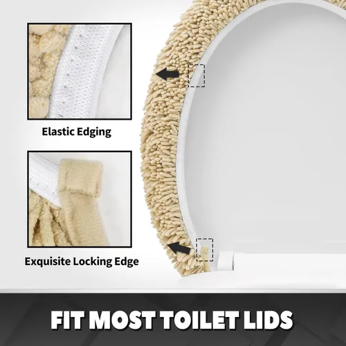 Miniatura 3 de TREETONE Shaggy - Funda de felpilla para tapa de inodoro de baño, fundas de asiento de felpa ultra suave, esponjosa y absorbente, 19 x 21 pulgadas