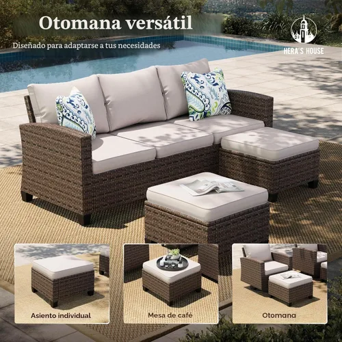 Miniatura 8 de HERA'S HOUSE Juego de muebles de patio con mesa para fogata de 56 pulgadas, juegos de conversación de patio al aire libre, 6 piezas de 7 asientos