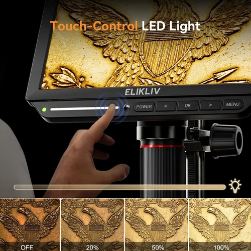 Miniatura 9 de Microscopio digital 4K, Elikliv EM4K - Microscopios de monedas de 8 pulgadas 2000x, microscopios HDMI de 52 MP, microscopio de soldadura