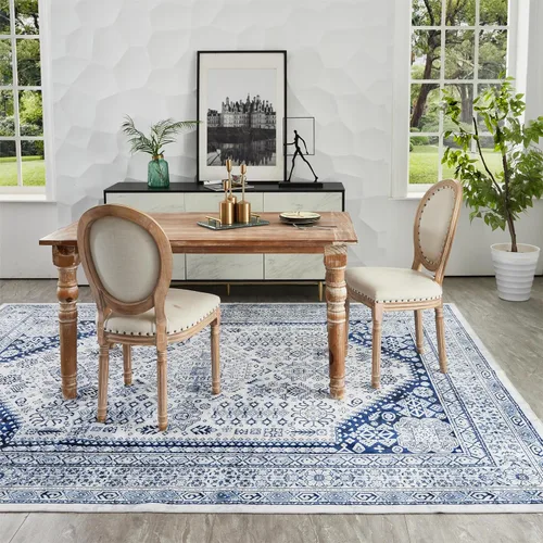 Miniatura 48 de Syalife 4x6 Alfombra Lavable para Área, Ultra Suave Antideslizante, Pila Baja, Alfombra Vintage Resistente a Manchas para Sala de Estar, Alfombra