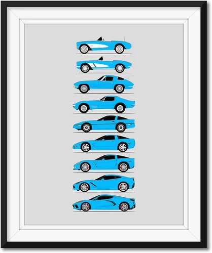 Miniatura 15 de Custom Car Posters Póster hecho a mano compatible con Chevy Corvette Generations e impresión de Chevrolet Corvette (C1 C2 C3 C4 C5 C6 C7 C8)