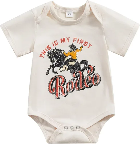 SAYOO Body de una pieza para bebés y niñas del oeste, ropa de vaquero de campo, vaquera, divertido y lindo para bebés