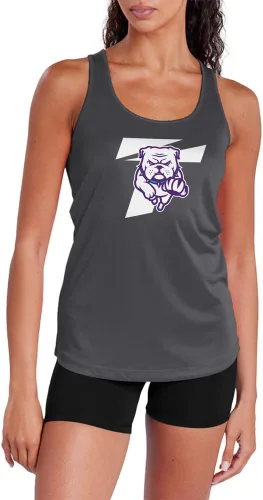 Miniatura 364 de Camiseta deportiva sin mangas oficial de NCAA Collegiate para mujer, con espalda cruzada, colección con logotipo primario