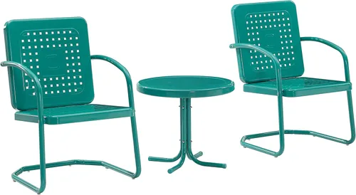 Miniatura 10 de Crosley Furniture KO10019WH Bates - Juego de asientos de metal retro de 3 piezas para exteriores con mesa auxiliar y 2 sillas, blanco brillante