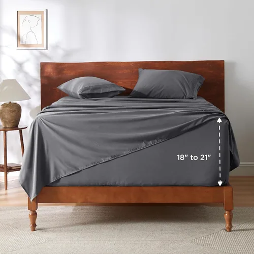Miniatura 8 de Bedsure - Juego de sábanas queen para dormitorio, extrasuaves y transpirables con fundas de almohada, 4 piezas, esquinas profundas para colchones