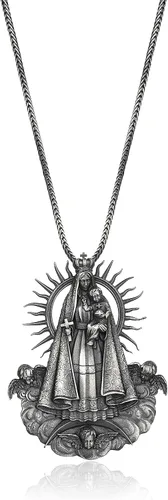 Collar Virgen María, 0.024-0.028 libras, 1.73 x 1.37 pulgadas, colgante de plata Nuestra Señora del Monte Carmelo, Virgen de la Caridad del Cobre,