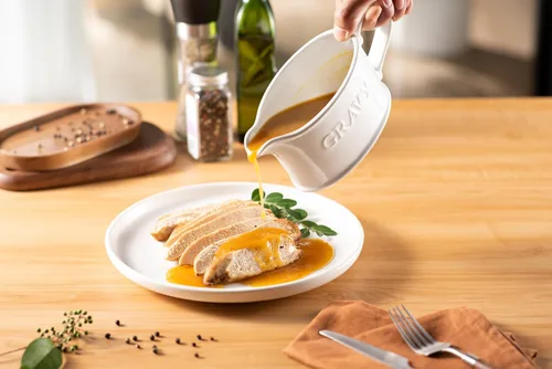Miniatura 2 de Kook - Recipiente de cerámica para salsa, dispensador de servicio, jarra de porcelana para salsas, aderezos y crema, mango grande, apto para Blanco